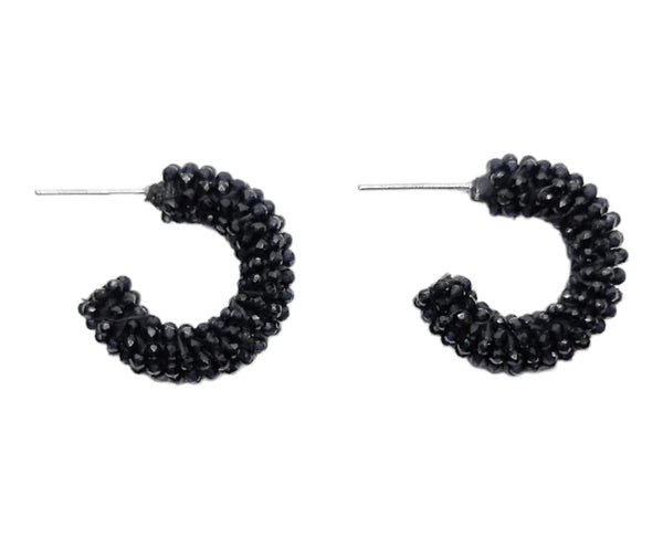 Mini cluster hoop earrings (black)