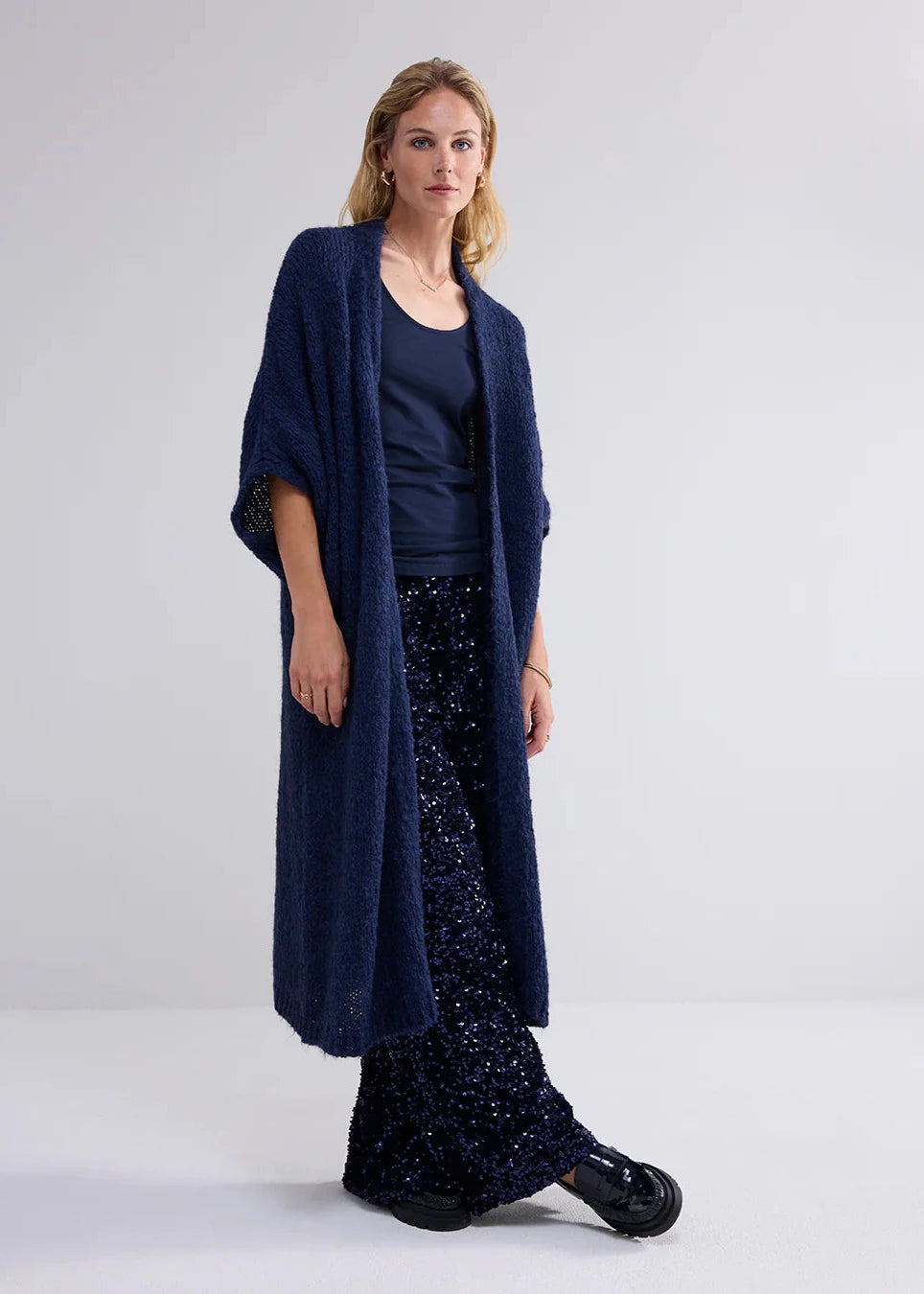 Summum Woman Navy Kimono cardigan Sansom Reed