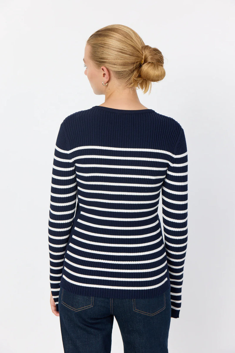 Levete Room Agnes Pullover - Navy and White