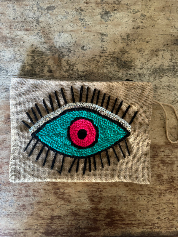Flat Embroidered Clutch: EYEs etc
