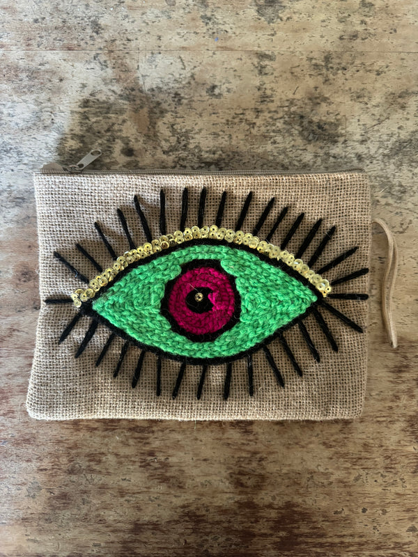 Flat Embroidered Clutch: EYEs etc
