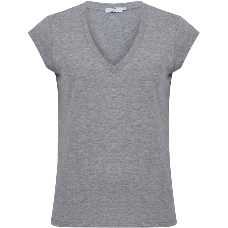 CC Heart V Neck T Shirt (Grey Melange)