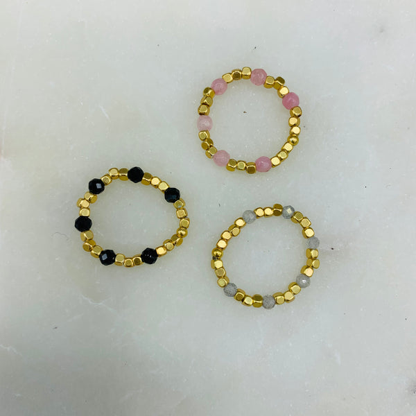 IBU Stone Dot Ring (Gold and Stone)