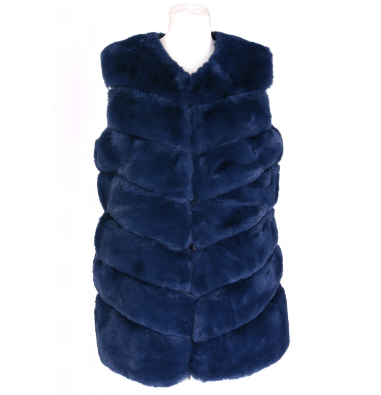 Navy fur gilet sales