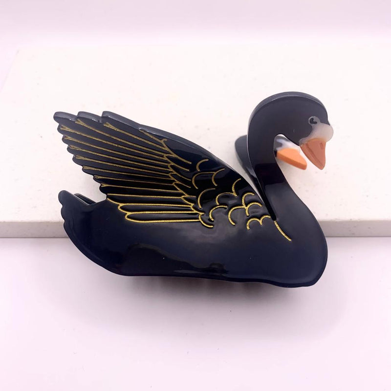 Swan hair Claw Clip (White and Black)