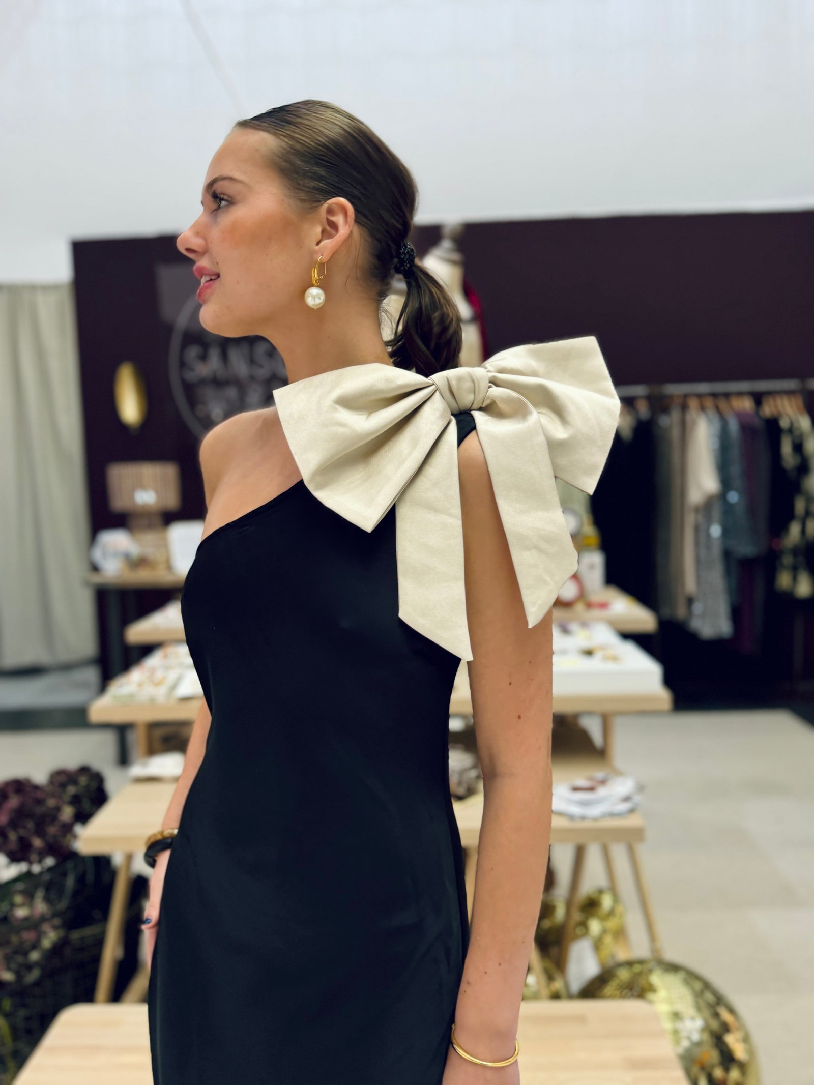 Connie ribbon mini dressブラック 05102-