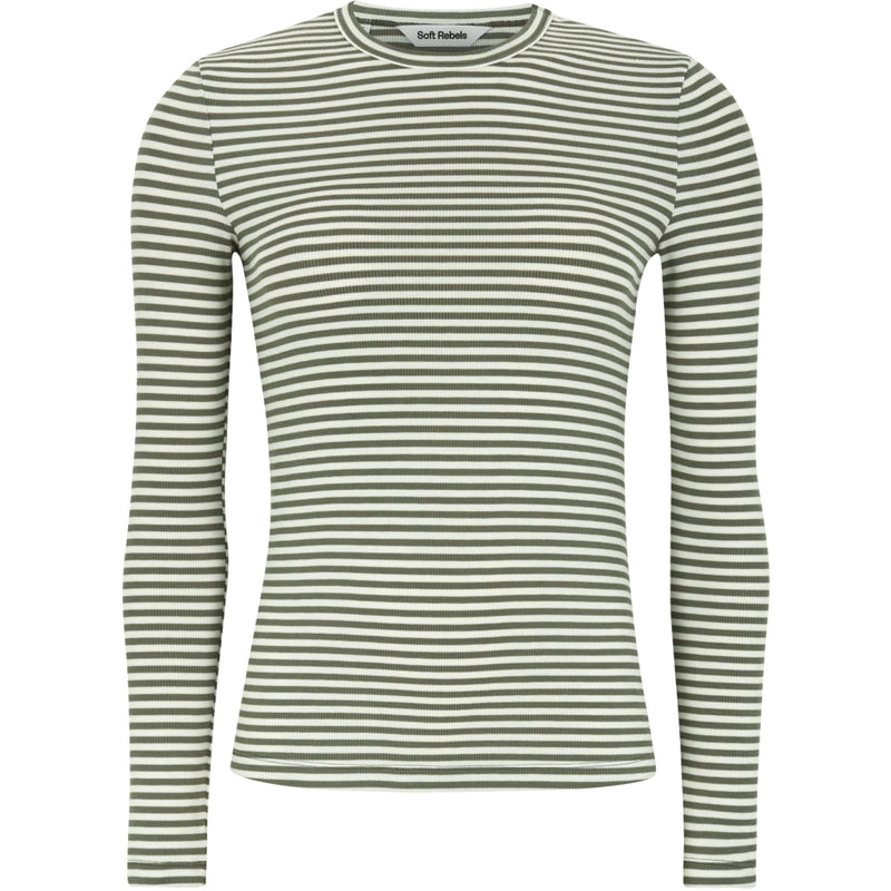 Soft Rebels Fenja Stripe top (Khaki stripe)