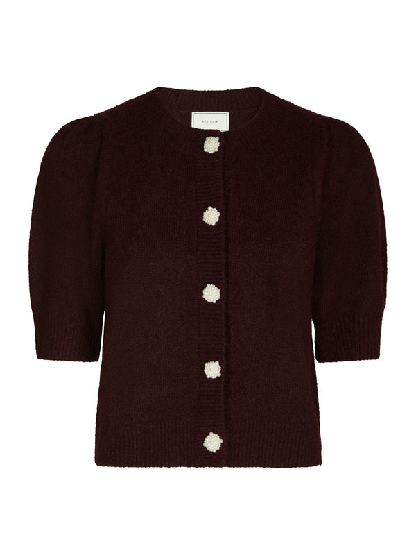 Neo Noir Trudy Knit Cardigan (wine with pearl button)