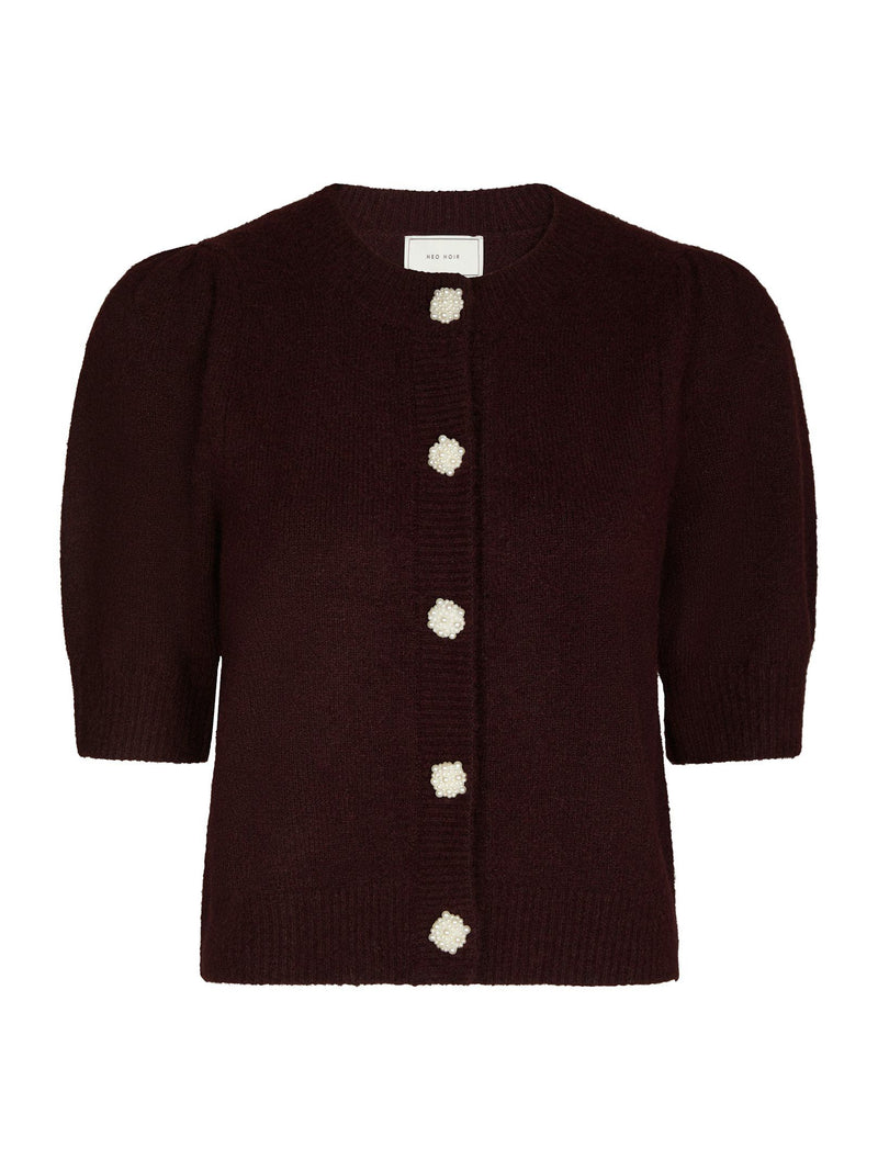 Neo Noir Trudy Knit Cardigan (wine with pearl button)