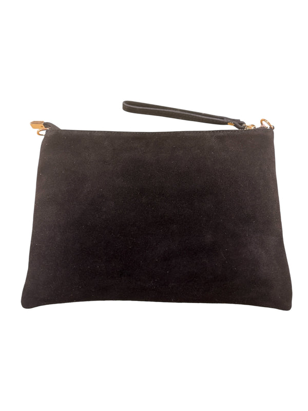 Black Suede Studded Clutch Bag