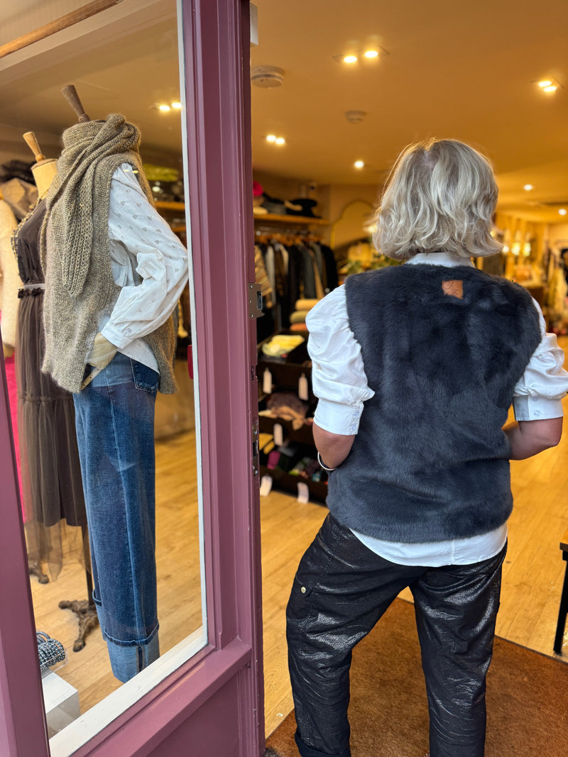 Grey Faux Fur Gilet