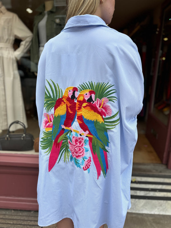 Parrot Oversized Shirt Dress