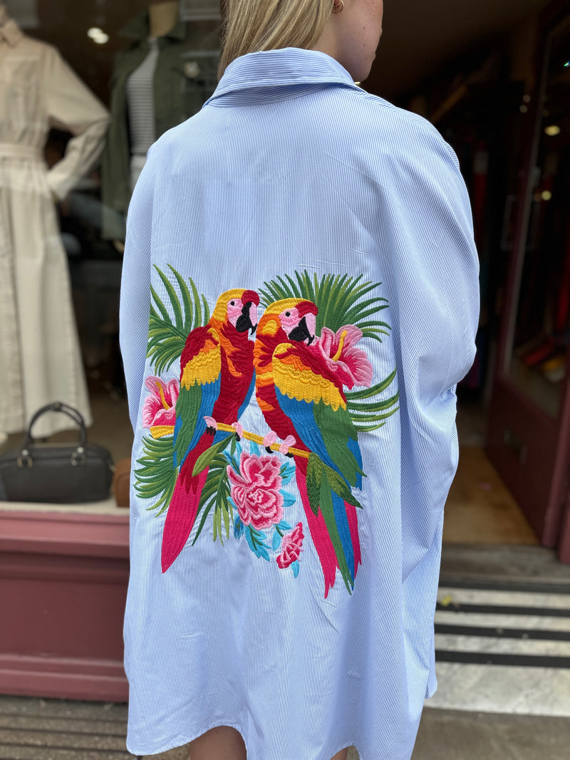Parrot Oversized Shirt Dress