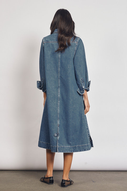 Bohemian Traders Denim midi shirt dress