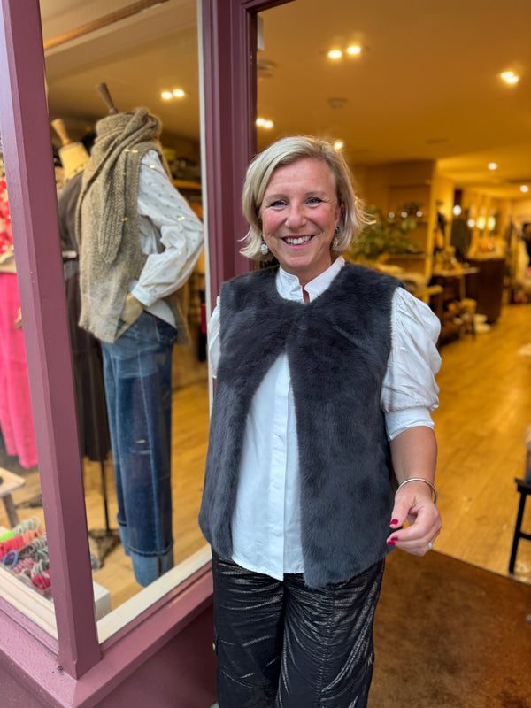 Grey Faux Fur Gilet