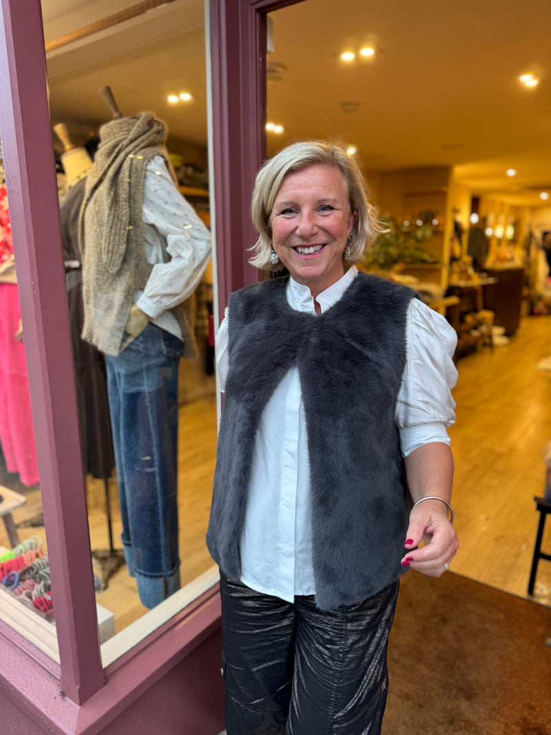 Grey Faux Fur Gilet