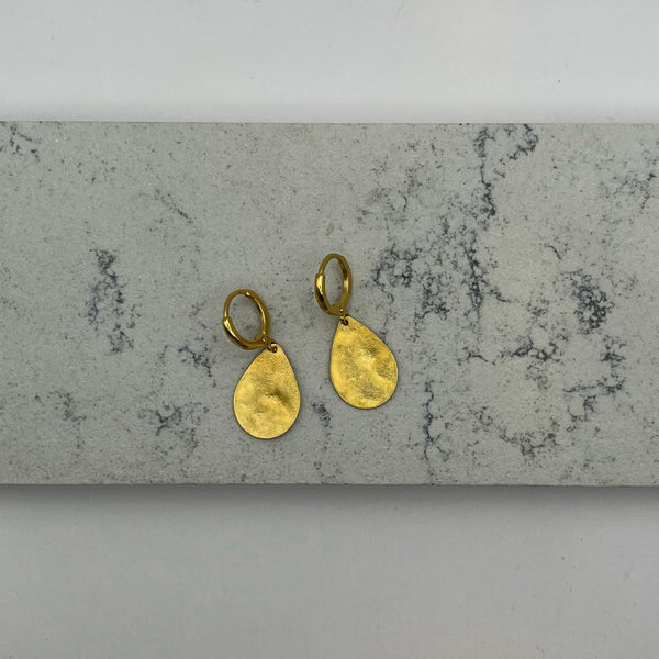 Hammered Gold Teardrop Earrings (small)