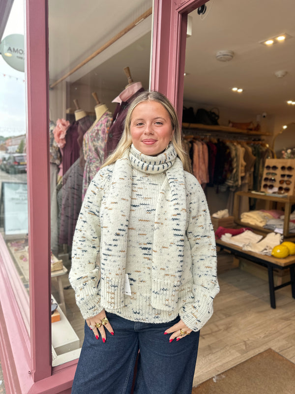 Maison Anje Cream Speckled Scarf