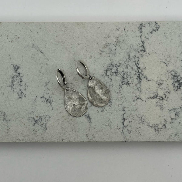 Hammered Silver Teardrop Earrings (small)