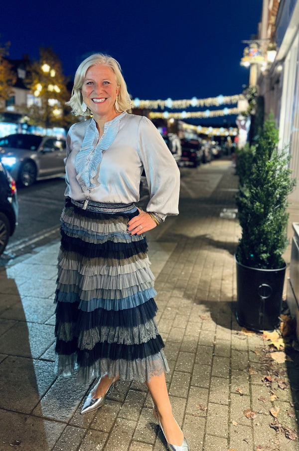 By BL-NK for Sansom: Afrodirta Midi Skirt - Blue/Grey