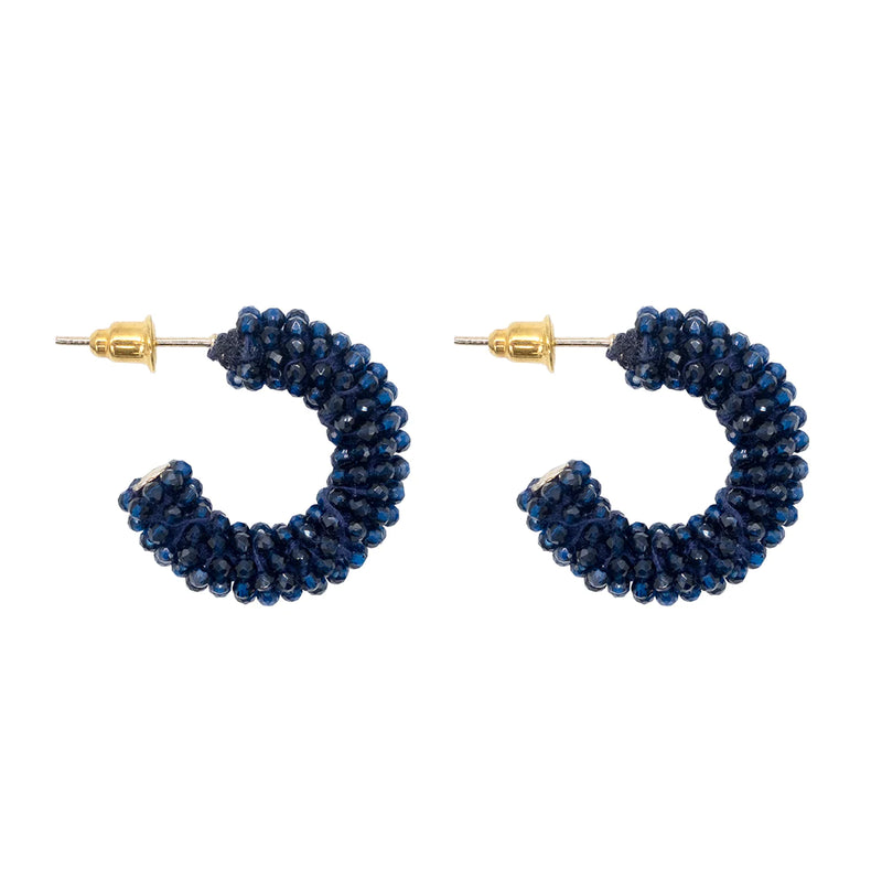 Mini cluster hoop earrings (navy)