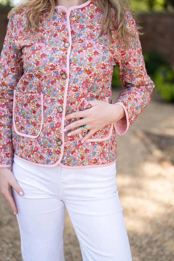 Lara Jane quilted jacket (pink ditsy)