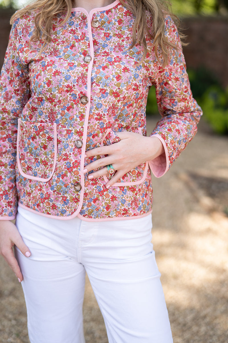 Lara Jane quilted jacket (pink ditsy)