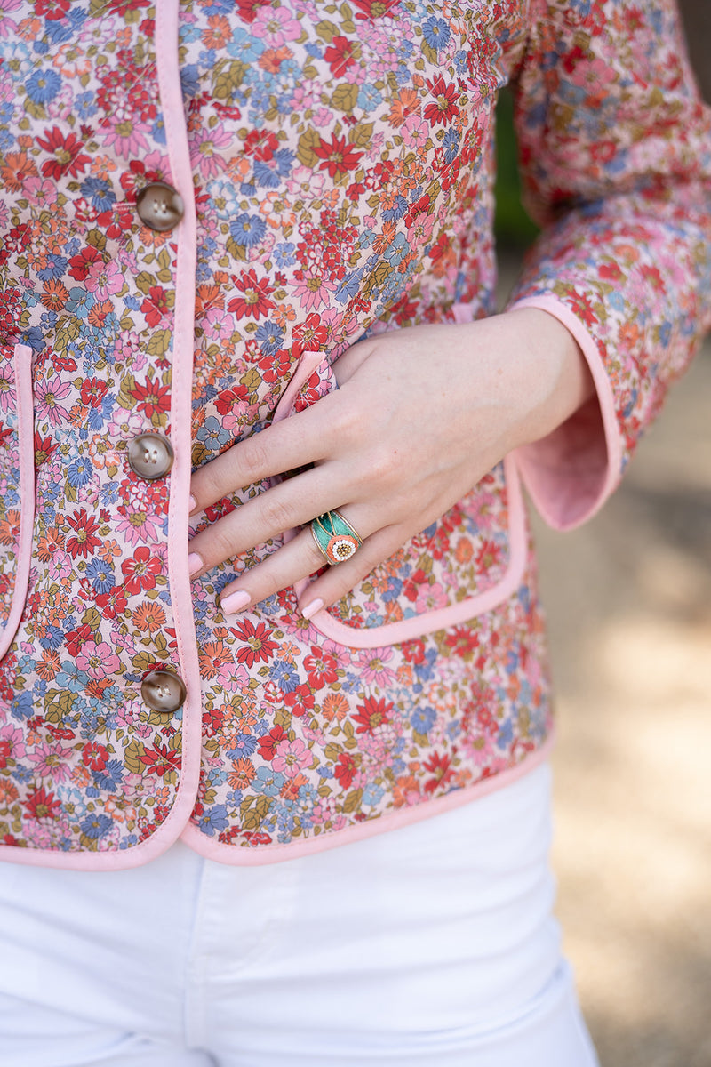 Lara Jane quilted jacket (pink ditsy)