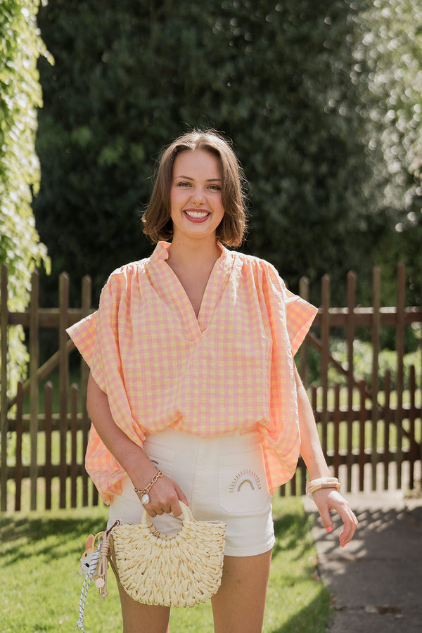 Betty Blouse (pink/yellow gingham)