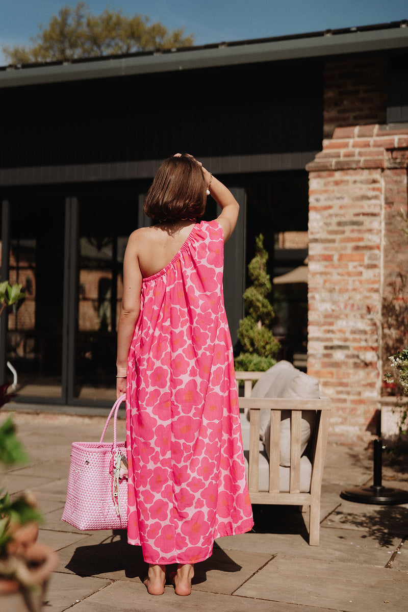 Anais one shoulder dress (pink flower)