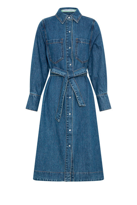 Bohemian Traders Denim midi shirt dress