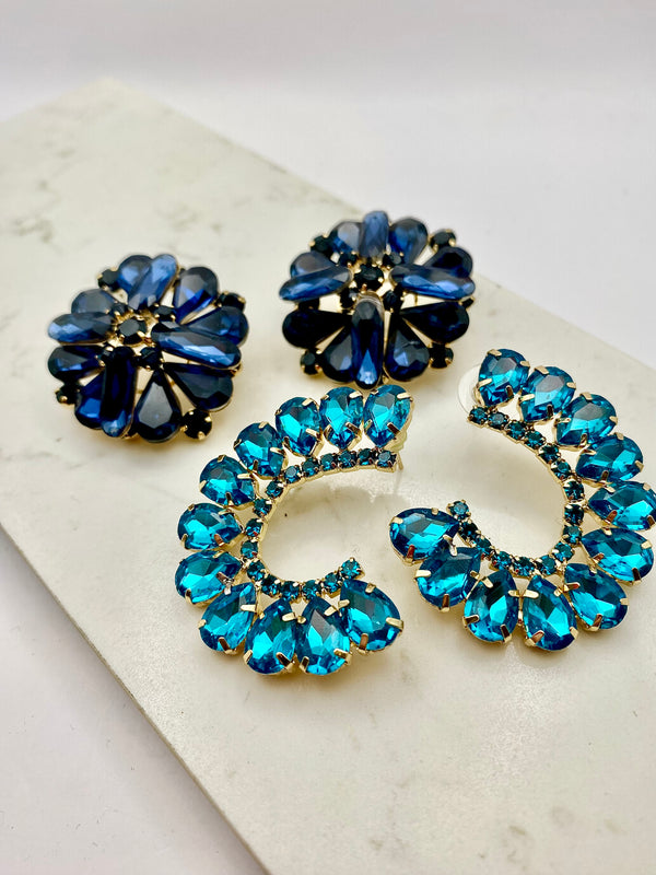 Blue Diamante Earrings