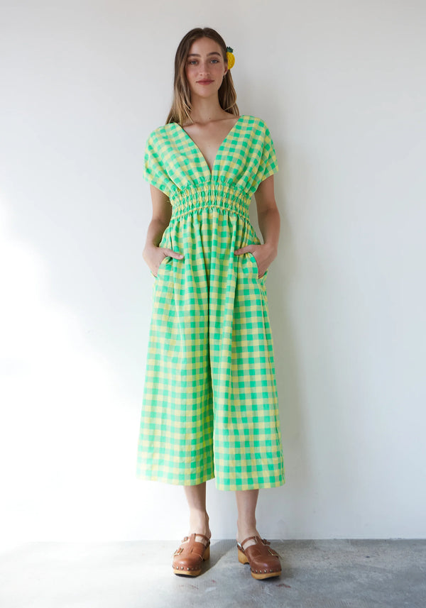 Dr Bloom Caricia Dress (green/yellow check)