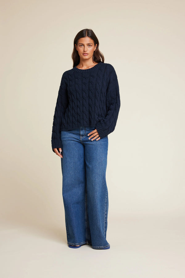 Line of Oslo Emma Cable Knit Jumper (navy)