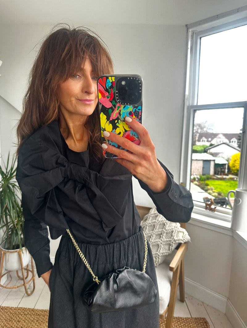 Black bow blouse