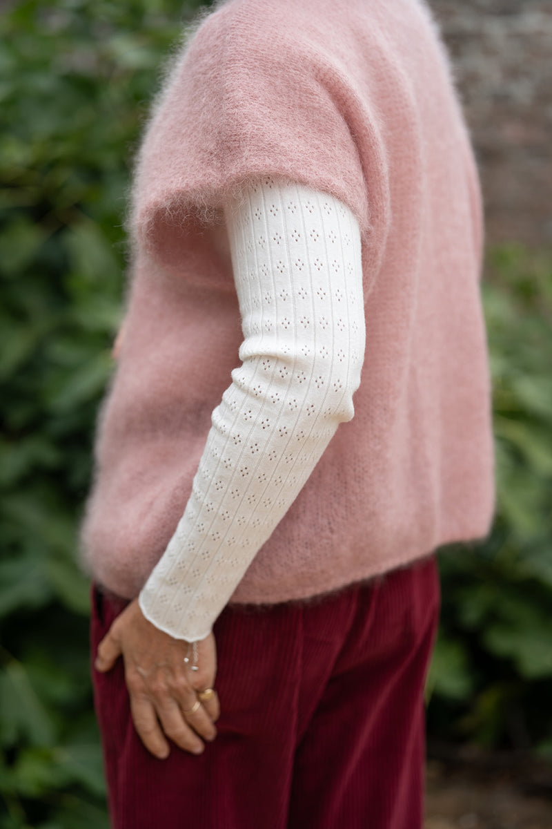 Kid Mohair knit Sleeveless Cardigan (Rose)