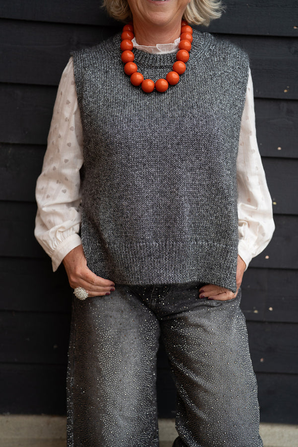 Maison Ange Belting Knitted Tank (silver)