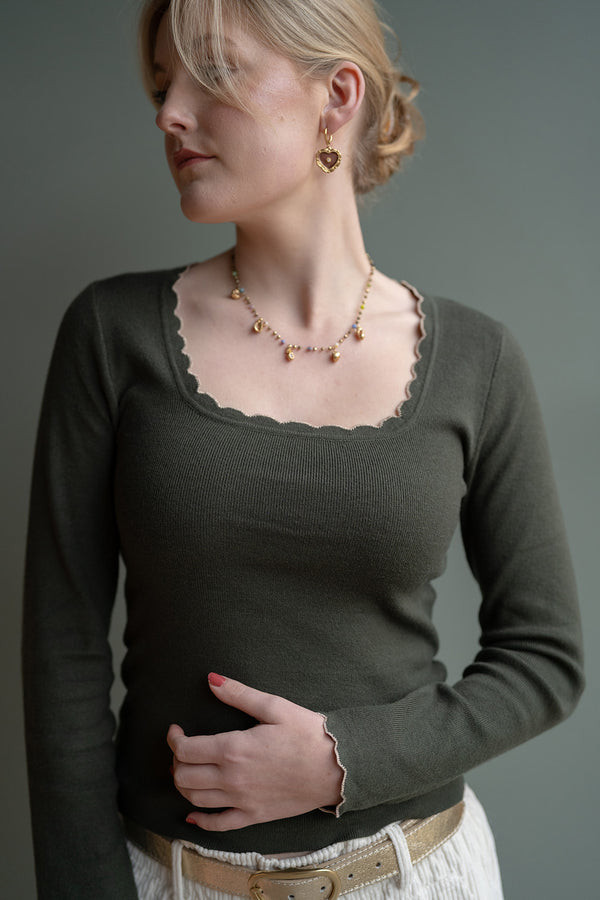 Mimi long sleeve top (khaki)