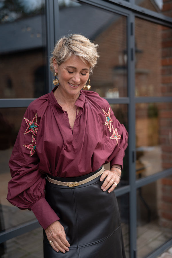 Saffy Blouse (Burgundy)