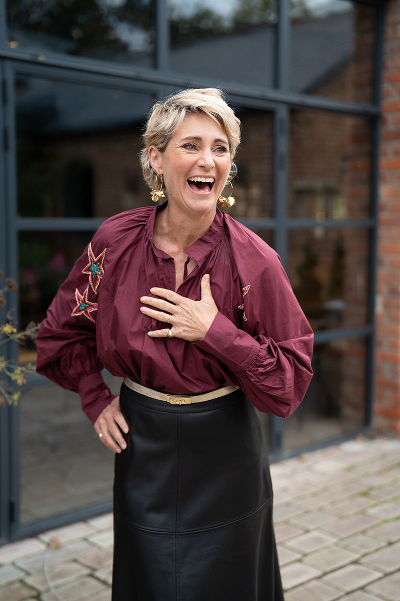 Saffy Blouse (Burgundy)