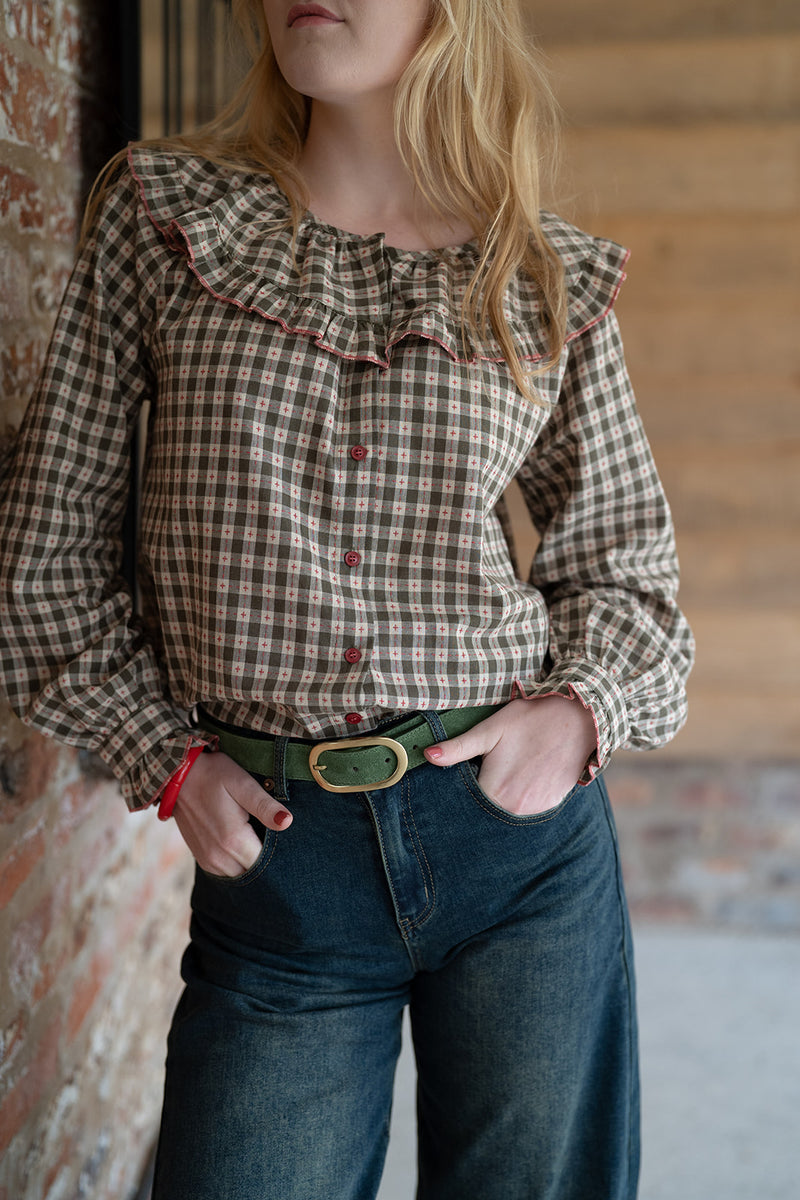 Gingham blouse (green)