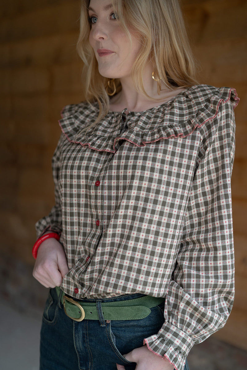 Gingham blouse (green)