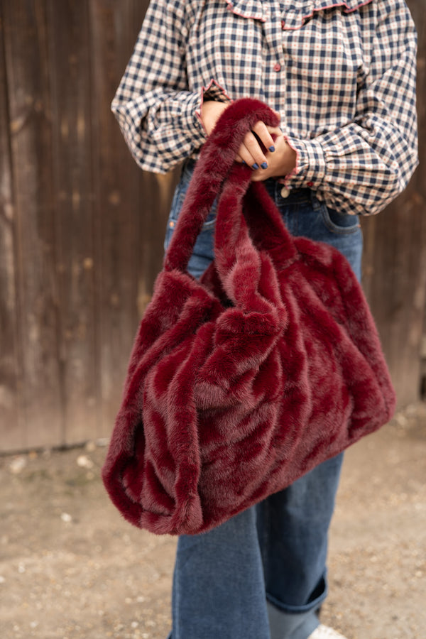 Large Faux Fur Bag (Bordeaux)
