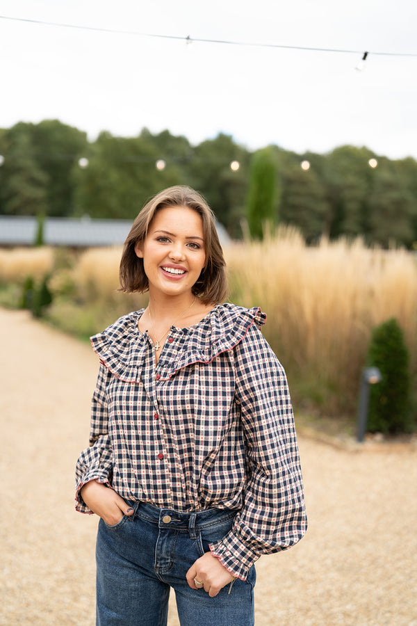 Gingham blouse (blue)