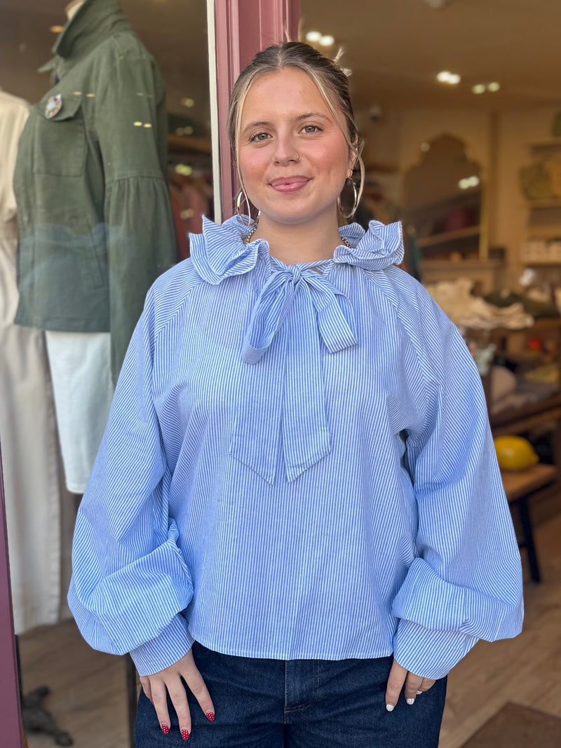 Rosalie Blouse (blue stripe)