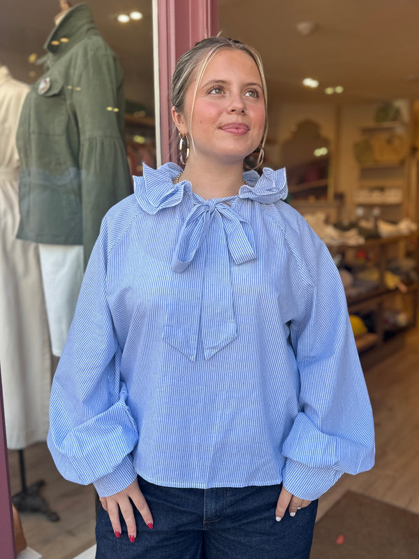 Rosalie Blouse (blue stripe)