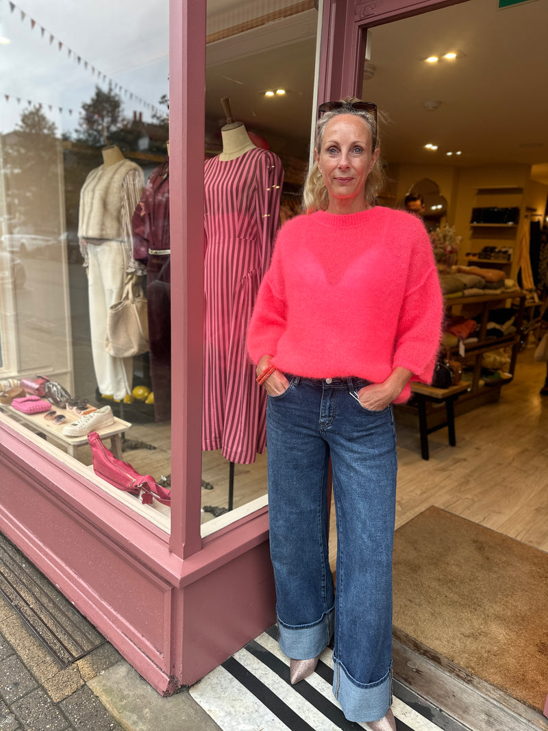 Dark Wash Denim Turn up Jeans