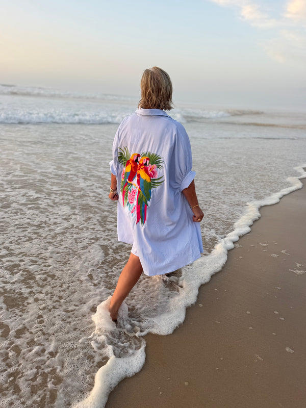 Parrot Oversized Shirt Dress