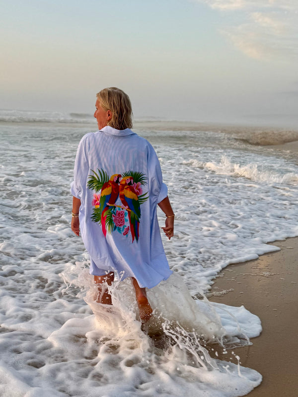Parrot Oversized Shirt Dress