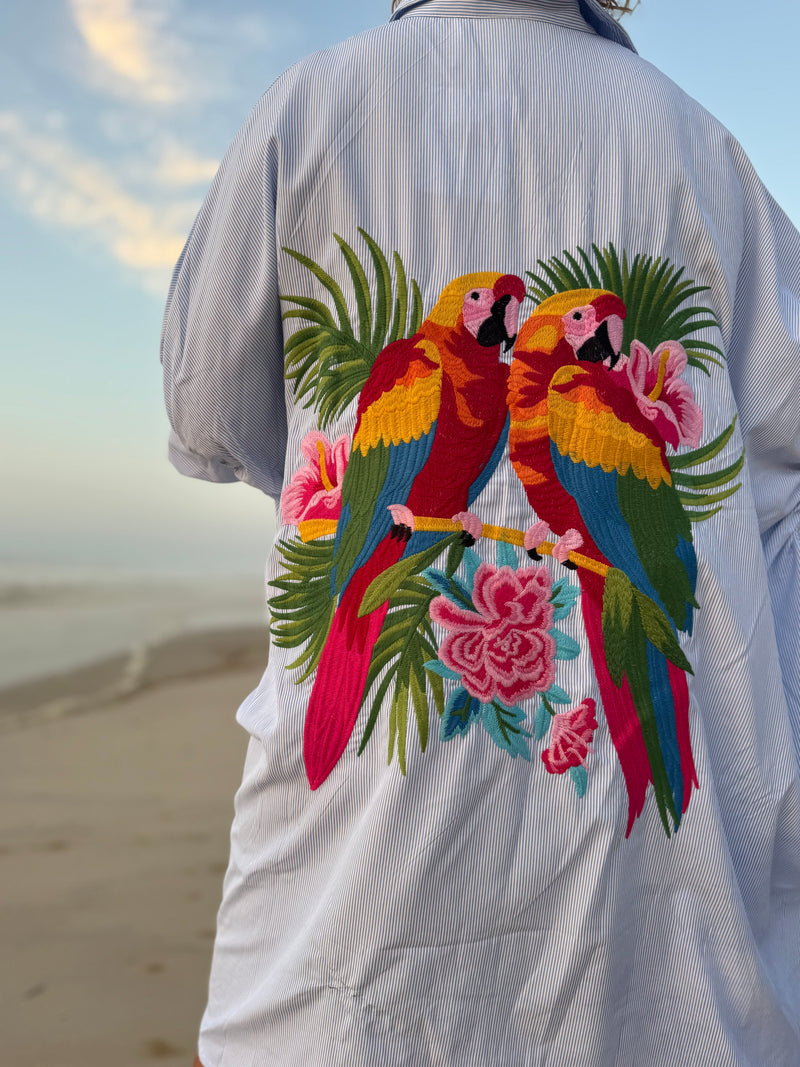 Parrot Oversized Shirt Dress